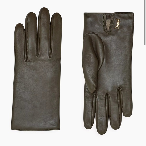 YSL Cassandre Short Gloves in Lambskin and Cashmere - Picture 1 of 5